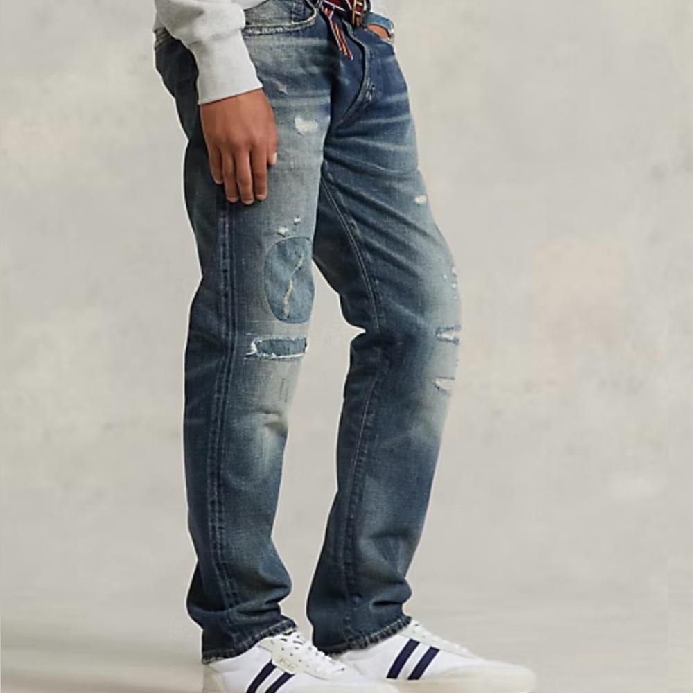 NWOT Polo Ralph Lauren Distressed selvedge Classic Fit Denim JeansMen 28 x 32